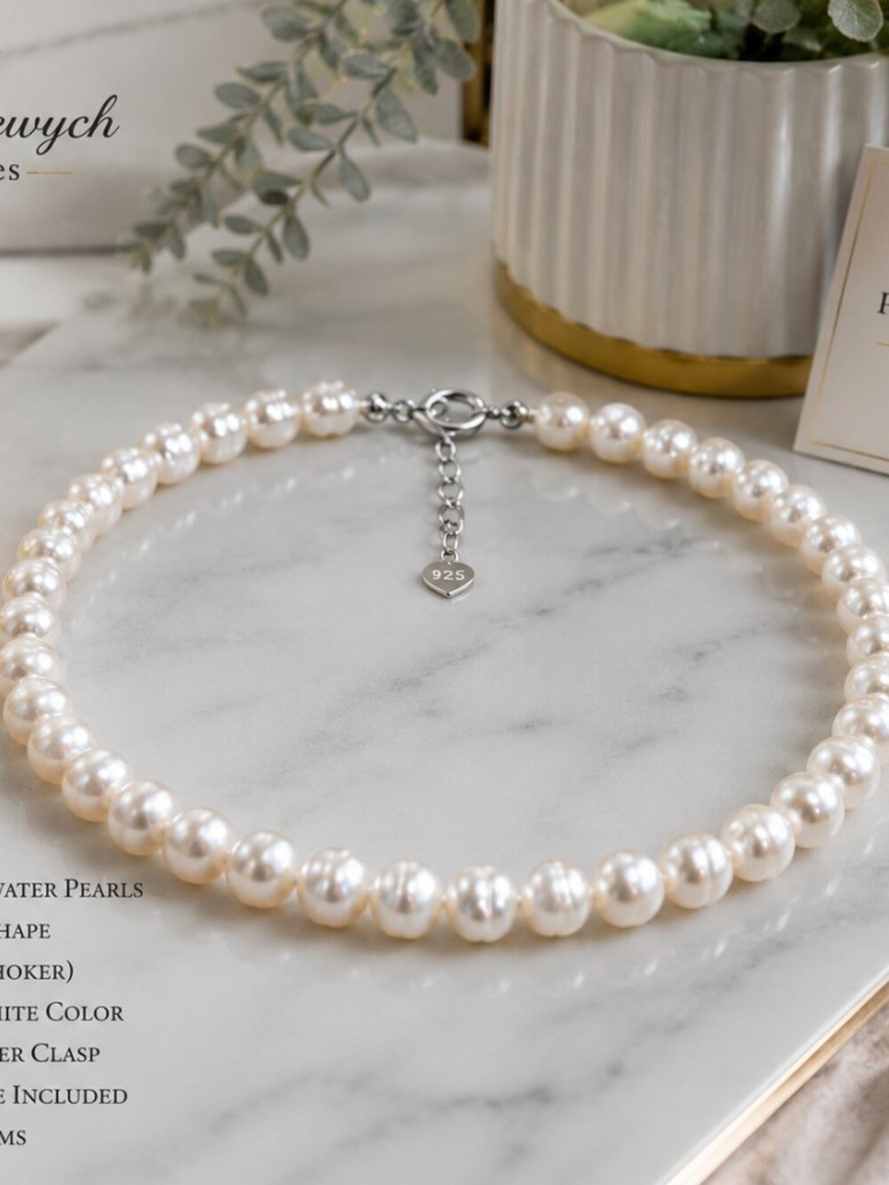 Pearl-28--AA White Freshwater Pearl Necklace 8–9mm | 42cm | 925 Sterling Silver